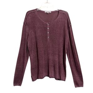 John Varvatos Mens Christie Silk Cashmere Henley XL Purple Lightweight Luxury